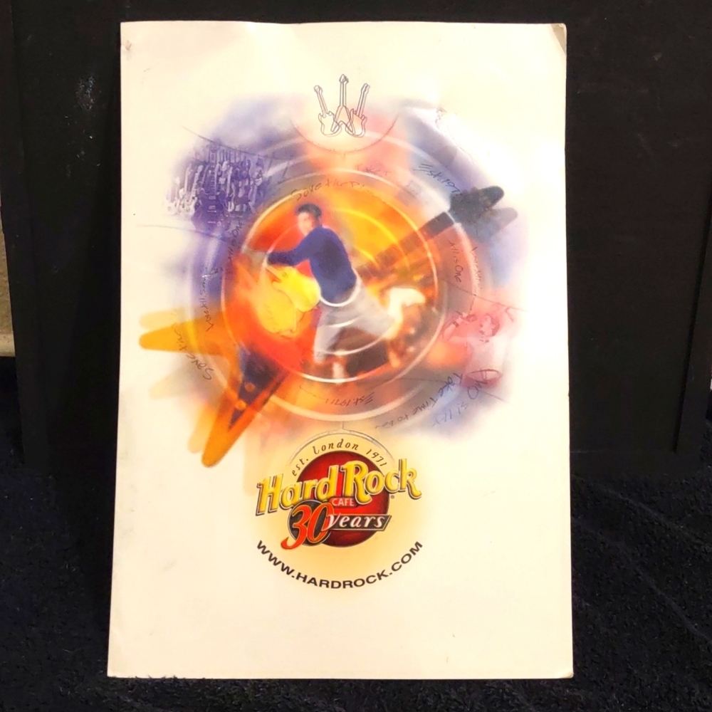 USED HARD ROCK CAFE MENU 2001 HAS WEAR AS SEEN IN PHOTOS